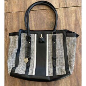 Vintage London Fog Medium Tote Black Gray Women's Handbag